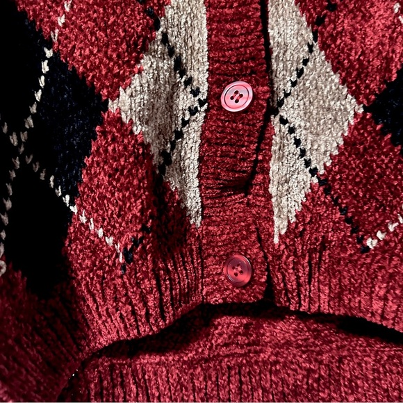 Vintage Crystal Kobe Red Argyle Knit Sweater Vest Women’s Size Medium Academia - Picture 6 of 13
